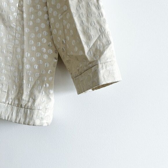 Joseph Ribkoff Womens Jacket Full Zip Cropped Style Circle Pattern Off White Siz - Picture 8 of 9